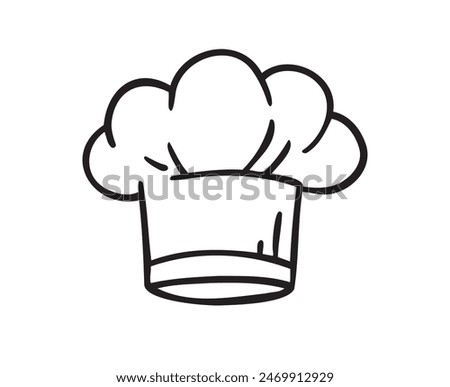 Uniform caps kitchen staff doodle outline style. Hand drawn classic chef toque baker hat. . Vector illustration