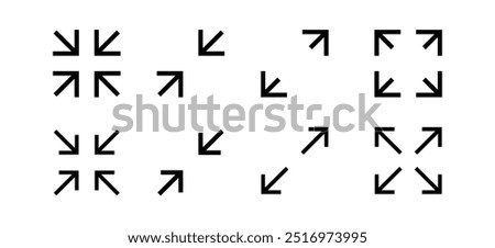 Fullscreen vector Icon with Arrows. Expand Maximize and minimize signs for Screen. Vector illustration