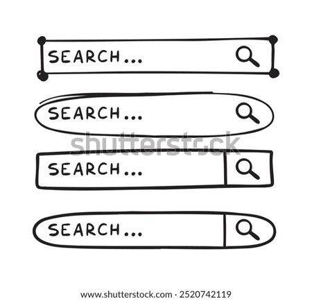 Doodle search bar hand drawn icon. Searching bars. Vector illustration