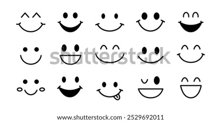 Smile emotion template. Smiling happy Icons. Funny Abstract Vector Design set. . Vector illustration