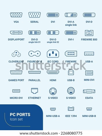 PC Ports - Icon Set - Outline