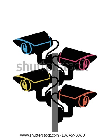 cctv black for isolated icons on white cctv in digital technology for safety Vector technology app symbol CC