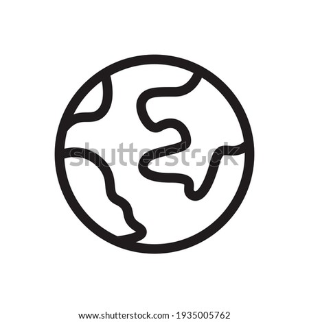 Earth outline, thin line. Galaxy, solar system, astronomy related icon isolated on white background EPS Vector