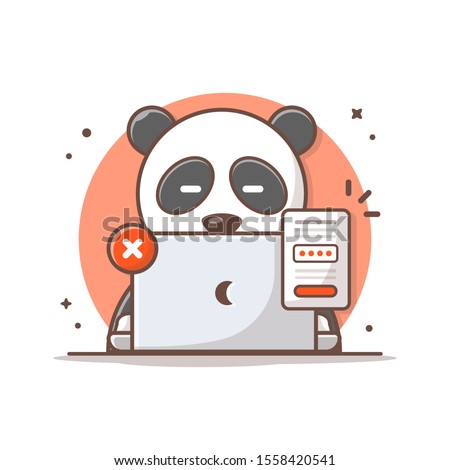 Cute Panda Forgot The Password Vector Icon Illustration. Animal And Technology Icon Concept White Isolated. Flat Cartoon Style Suitable for Web Landing Page, Banner, Sticker, Background