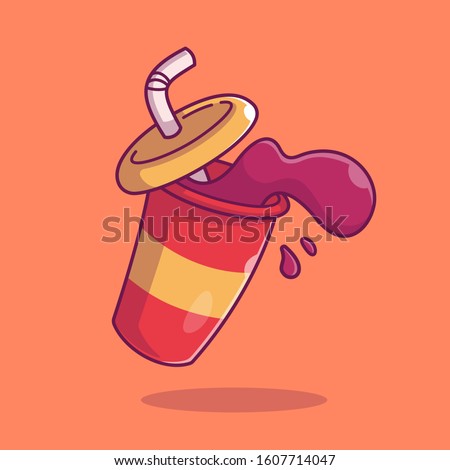 Soda Drink Cartoon Vector Icon Illustration. Food Drink Icon Concept Isolated Premium Vector. Flat Cartoon Style