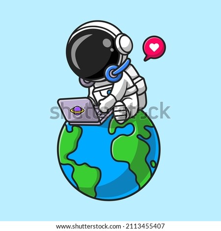 Cute Astronaut Working With Laptop On Earth Cartoon Vector
Icon Illustration. Science Technology Icon Concept Isolated
Premium Vector. Flat Cartoon Style