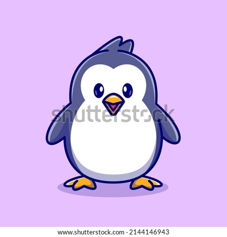 Cute Penguin Standing Cartoon Vector Icon Illustration. Animal Nature Icon Concept Isolated Premium Vector. Flat Cartoon Style