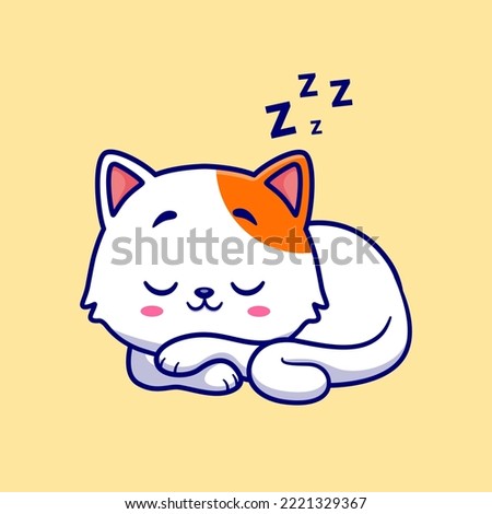 Cute Cat Sleeping Cartoon Vector Icon Illustration. Animal Nature Icon Concept Isolated Premium Vector. Flat Cartoon Style