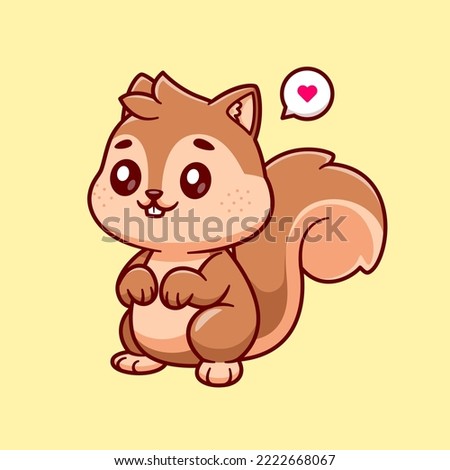 Cute Squirrel Standing Cartoon Vector Icon Illustration. Animal Nature Icon Concept Isolated Premium Vector. Flat Cartoon Style