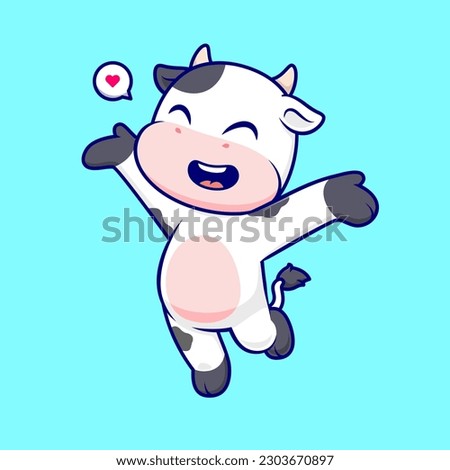 Cute Happy Cow Cartoon Vector Icon Illustration. Animal Nature Icon Concept Isolated Premium Vector. Flat Cartoon Style