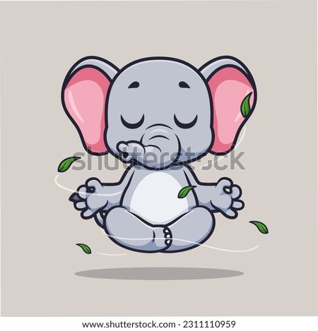 Cute Elephant Meditation Yoga Cartoon Vector Icon Illustration. Animal Sport Icon Concept Isolated Premium Vector. Flat Cartoon Style