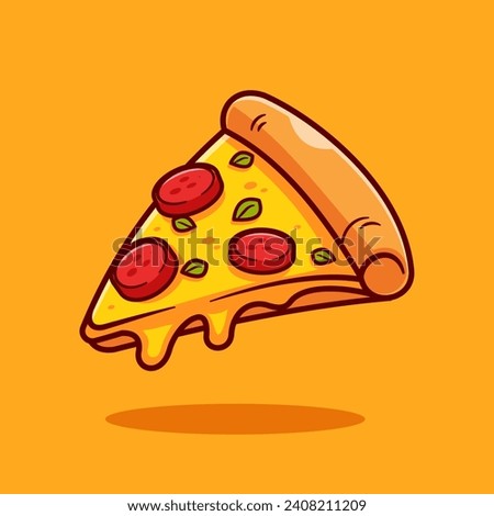 Pizza Slice Melted Floating Cartoon Vector Icon Illustration. 
Food Object Icon Concept Isolated Premium Vector. Flat 
Cartoon Style