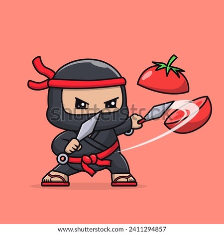 Cute Ninja Slash Tomato With Kunai Knife Cartoon Vector Icon
Illustration. People Food Icon Concept Isolated Premium
Vector. Flat Cartoon Style