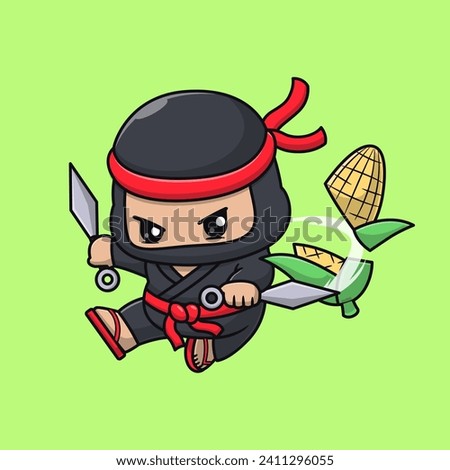 Cute Ninja Slash Corn With Kunai Knife Cartoon Vector Icon
Illustration. People Food Icon Concept Isolated Premium
Vector. Flat Cartoon Style