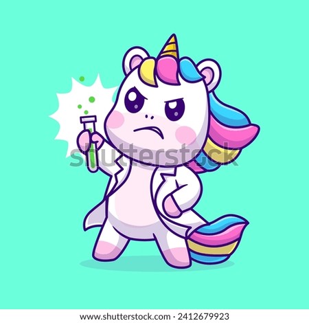 Cute Unicorn Scientist Holding Lab Tube Cartoon Vector Icon
Illustration. Animal Science Icon Concept Isolated Premium
Vector. Flat Cartoon Style