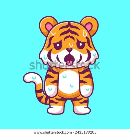 Cute Tiger Stiflingly Hot Cartoon Vector Icon Illustration.
Animal Nature Icon Concept Isolated Premium Vector. Flat
Cartoon Style