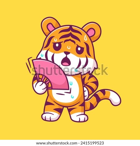 Cute Tiger Stiflingly Hot Holding Handheld Fan Cartoon Vector
Icon Illustration. Animal Object Icon Concept Isolated
Premium Vector. Flat Cartoon Style