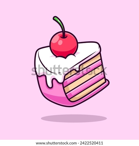 Birthday Cake Slice With Cherry Cartoon Vector Icon
Illustration. Food Object Icon Concept Isolated Premium
Vector. Flat Cartoon Style
