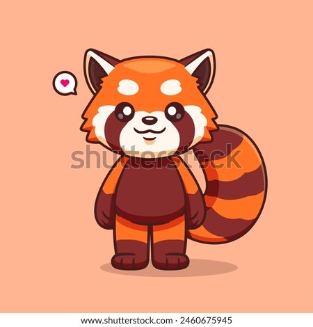 Cute Red Panda Standing Cartoon Vector Icon Illustration. Animal Nature Icon Concept Isolated Premium Vector. Flat Cartoon Style