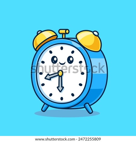 Cute Alarm Clock Cartoon Vector Icon Illustration. Technology Education Icon Concept Isolated Premium Vector. Flat Cartoon Style