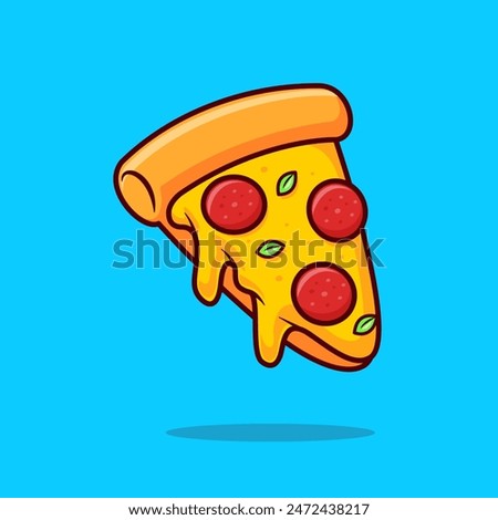 Slice Pizza Melted Floating Cartoon Vector Icon Illustration. Food Object Icon Concept Isolated Premium Vector. Flat Cartoon Style