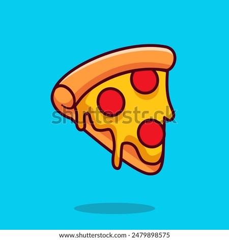 Slice Of Pizza Melted Floating Cartoon Vector Icon Illustration. Food Object Icon Concept Isolated Premium Vector. Flat Cartoon Style