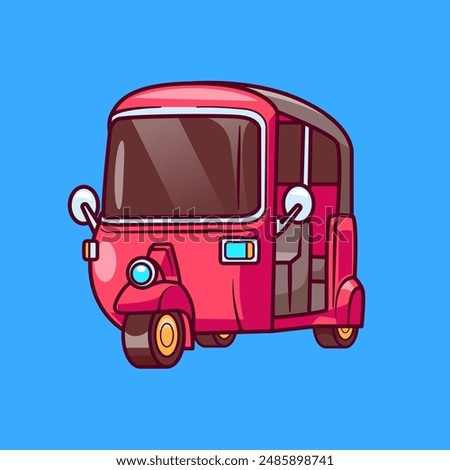 Bajaj Transportation Cartoon Vector Icon Illustration. 
Transportation Object Icon Concept Isolated Premium Vector. 
Flat Cartoon Style