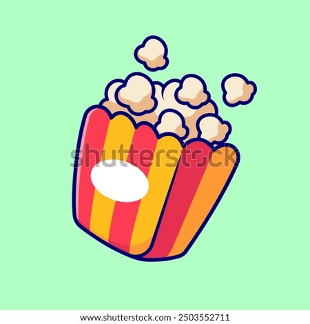 Popcorn Floating Cartoon Vector Icon Illustration. Food Object Icon Concept Isolated Premium Vector. Flat Cartoon Style