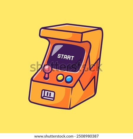 Arcade Machine Game Cartoon Vector Icon Illustration. Holiday Technology Icon Concept Isolated Premium Vector. Flat Cartoon Style