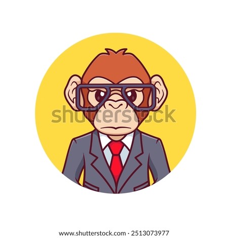 Cute Monkey Businessman Cartoon Vector Icon Illustration. Animal Business Icon Concept Isolated Premium Vector. Flat Cartoon Style