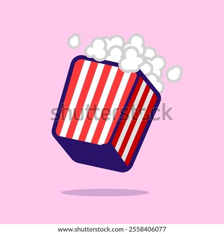 Popcorn Floating Cartoon Vector Icon Illustration. Food Object 
Icon Concept Isolated Premium Vector. Flat Cartoon Style 