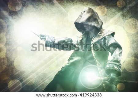 Warlock performing a spell Сток-фото © 