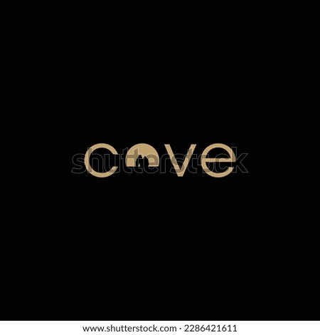 cave logo with logotype and wordmark design concept