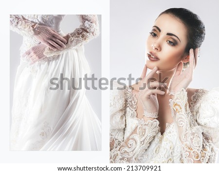 Portrait of the beautiful bride in wedding dress