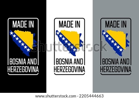 Icon Made in Bosnia and Herzegovina, icon with Bosnia and Herzegovina flag map vector, for different backgrounds