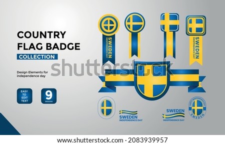 Sweden flag badge collection, swedish flag label design collection
