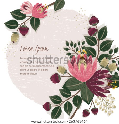 Vector illustration of a beautiful floral border with spring flowers. white background