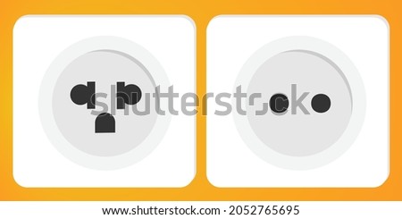 Electrical outlet. Electrical socket. Yellow background.Energy, power vector socket design.