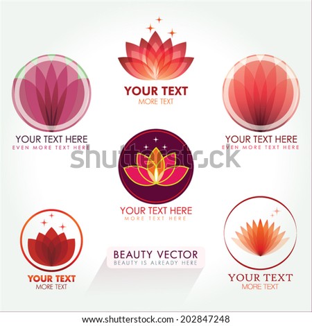 Lotus Icon set in Red. Good for Beauty Industry, Beauty Salon, Med Spa, Alternative Medicine, Spa, Beauty, Spa Boutique, Yoga Club, Massage and Recreation, Shiatsu, Natural Healing, Acupuncture