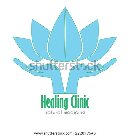 Hands holding a Lotus flower vector icon. Business logo template for Alternative Medicine, Yoga Club, Beauty Industry, Med Spa, Natural Cosmetics, Natural Healing, Acupuncture, Massage and Recreation.