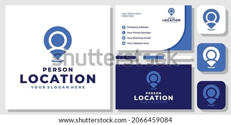 People Location Person Pin Map Human Find Internet Place Gps Logo Design with Business Card Template