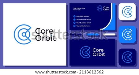Initials Letter CO OC Connect Connection Technology Circle Vector Logo Design with Business Card Foto stock © 
