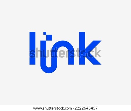 Typography Link Media Communication Connection Pixel Technology Digital Wordmark Vector Logo Design