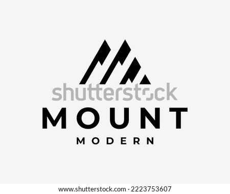 Mountain Hill Peak Rock Alpine Summit Mount Park Geometric Simple Modern Abstract Vector Logo Design