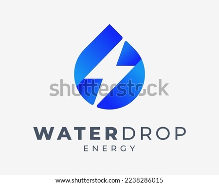 Water Drop Droplet Splash Dew Pure Bolt Power Energy Lightning Modern Colorful Vector Logo Design