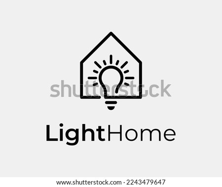 Lightbulb Lamp Shine Power Energy Electric Home House Building Architecture Icon Vector Logo Design