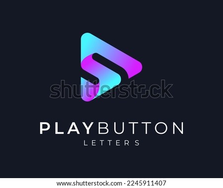 Letter S Play Button Media Music Video Player Audio Modern Colorful Bright Simple Vector Logo Design