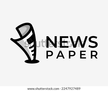 Newspaper Paper News Page Sheet Journal Magazine Newsprint Gazette Simple Cartoon Vector Logo Design