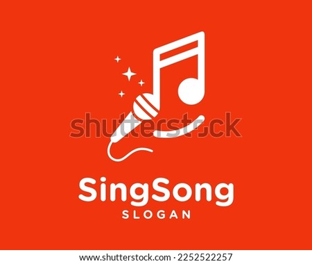 Music Note Musical Sound Song Sing Karaoke Singer Mic Happy Funny Sparkle Shiny Vector Logo Design