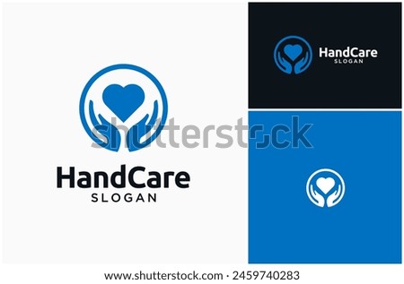 Hand Care Giving Love Heart Peace Person Happy Vector Logo Design Illustration